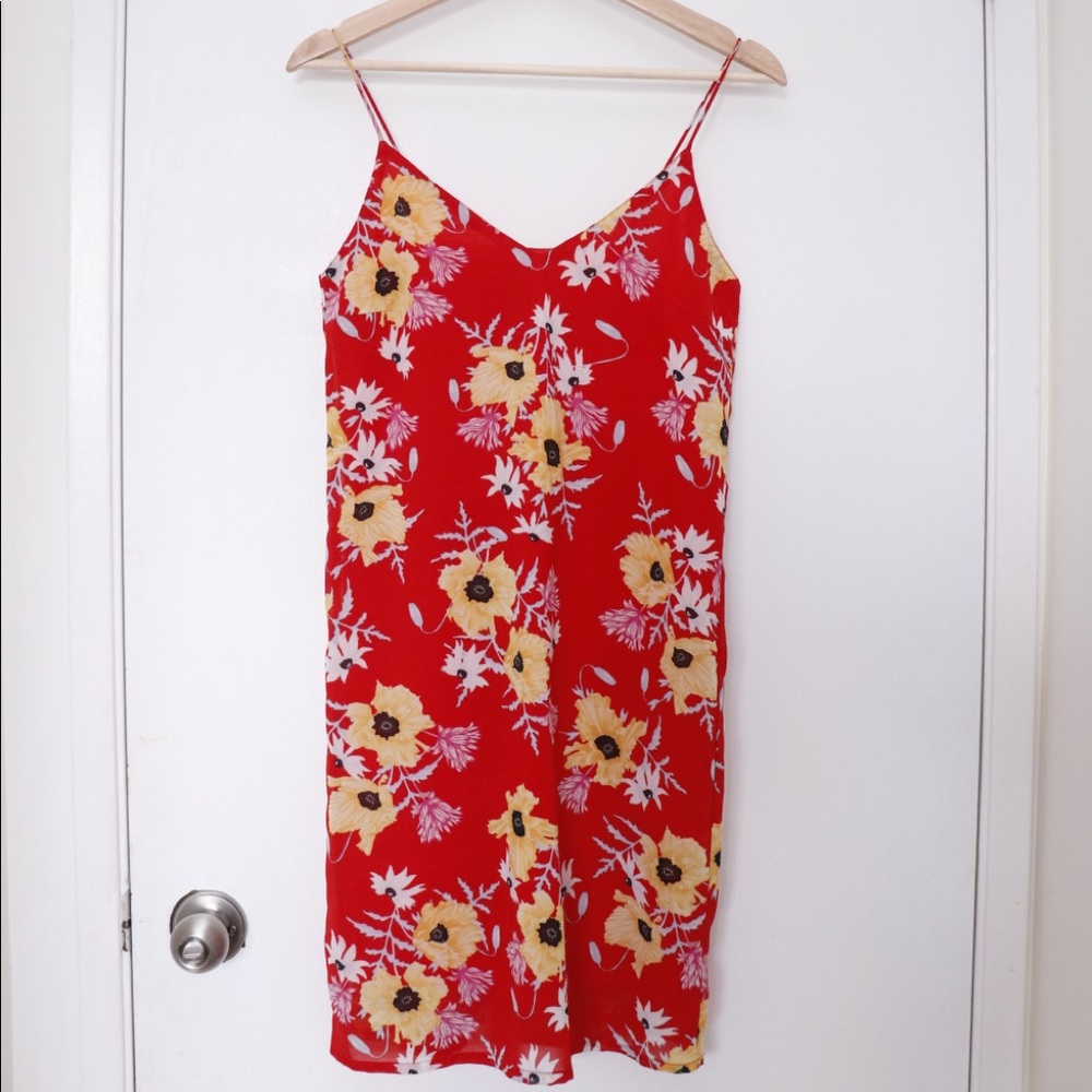 H&M Red Floral Slip Dress